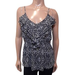 Streetwear Society Ruffled Cami Tank Top Diamond Layered Flounce Elastic